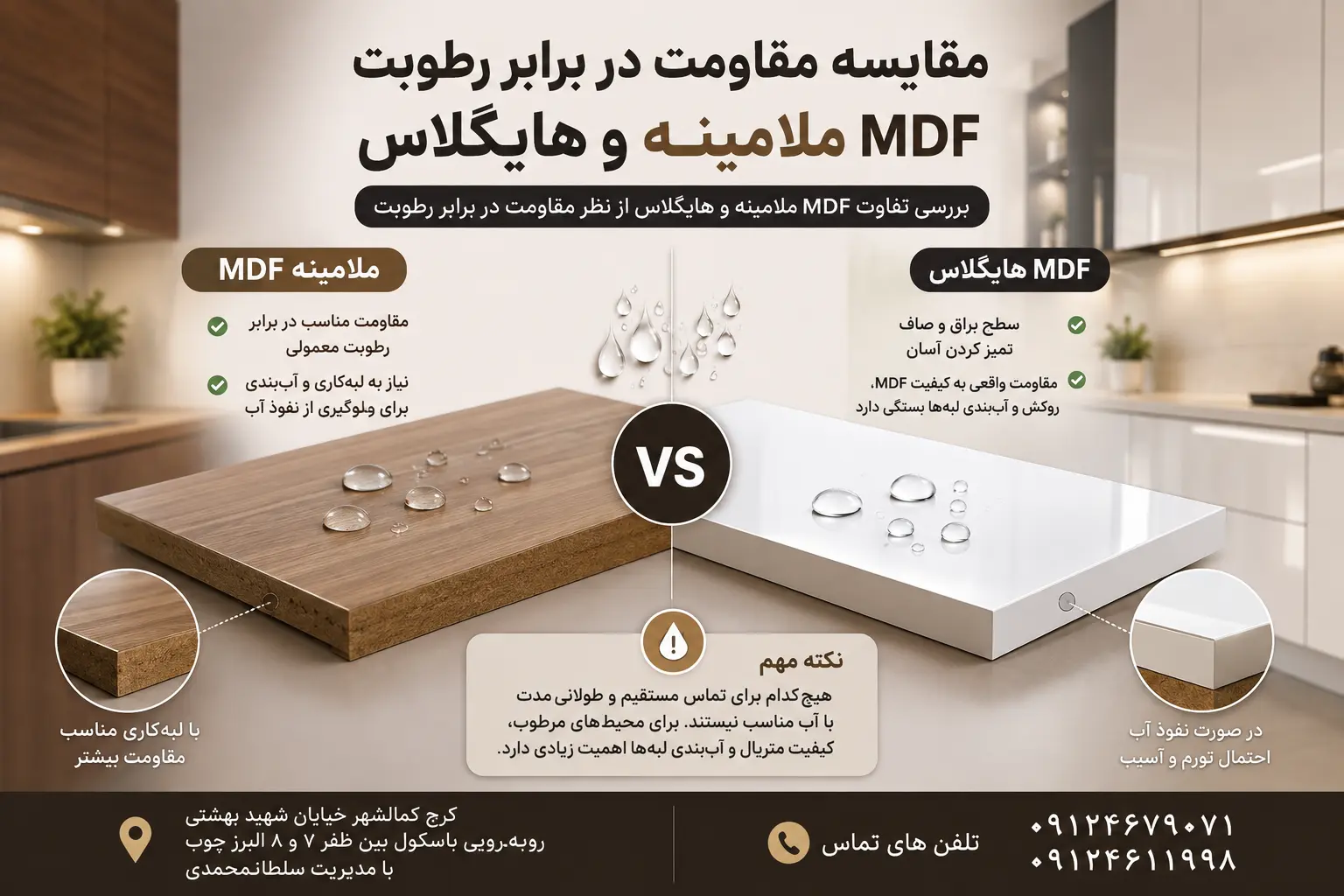 تفاوت MDF ملامینه و هایگلاس چیست؟ کدام بهتر است؟
