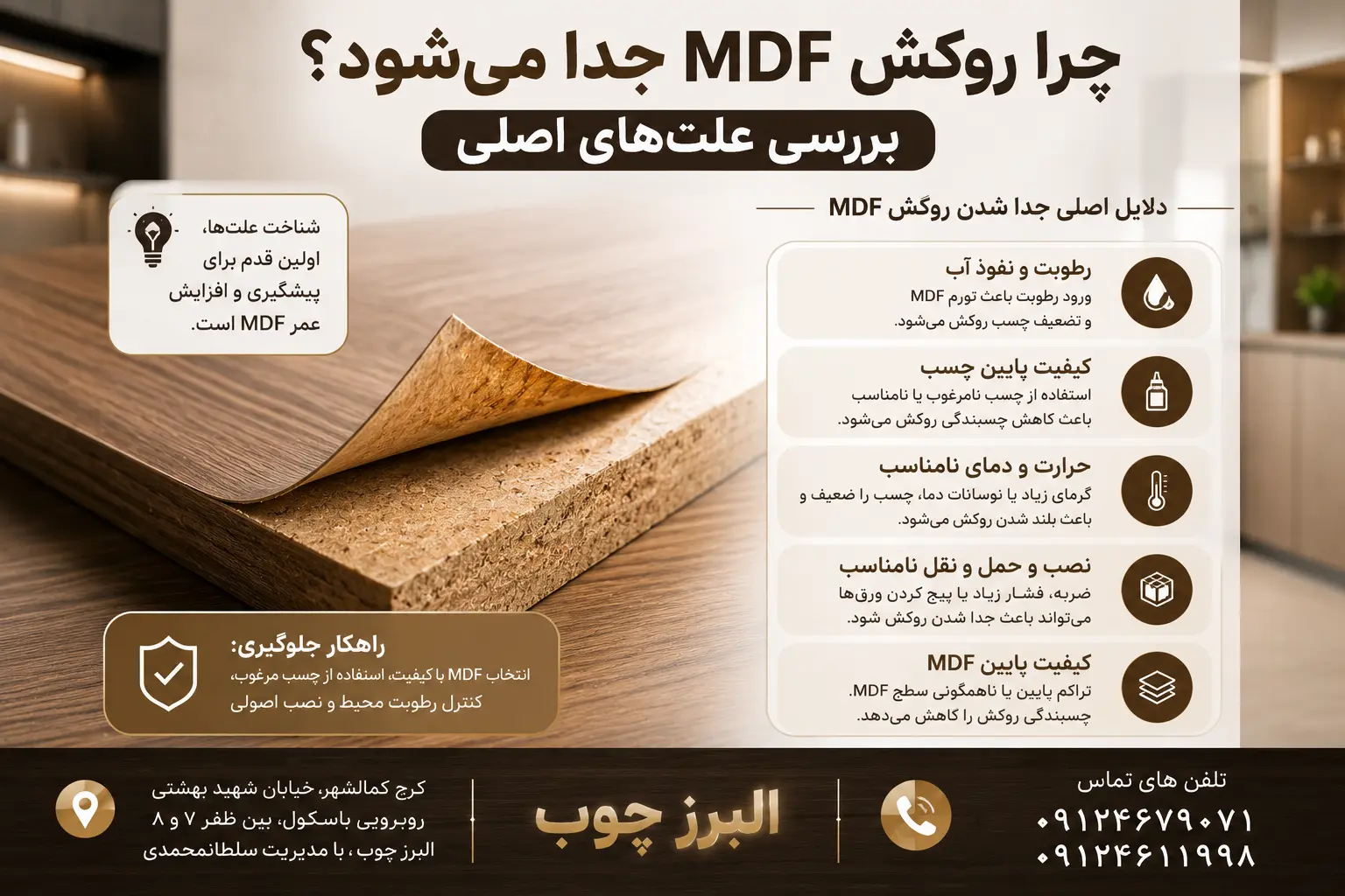 چرا روکش MDF جدا می‌شود؟ بررسی علت‌های اصلی