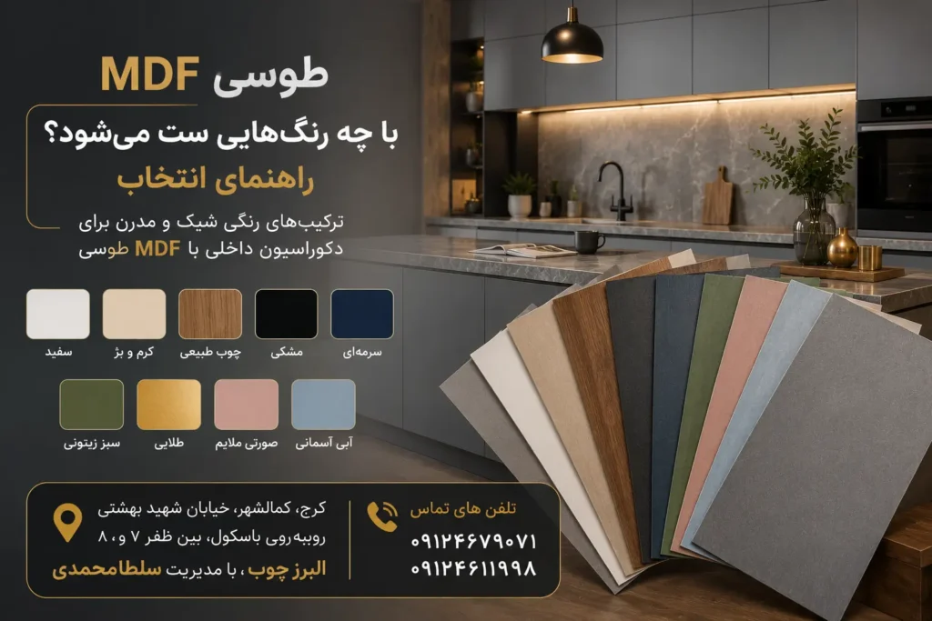 MDF طوسی با چه رنگهایی ست میشود؟ راهنمای انتخاب