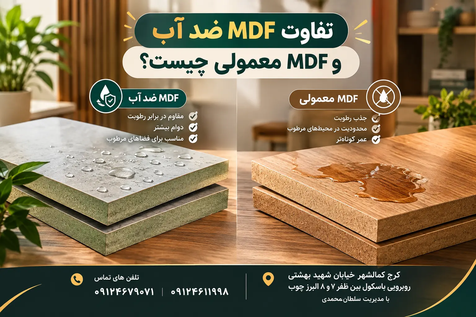 تفاوت MDF ضد آب و MDF معمولی چیست؟