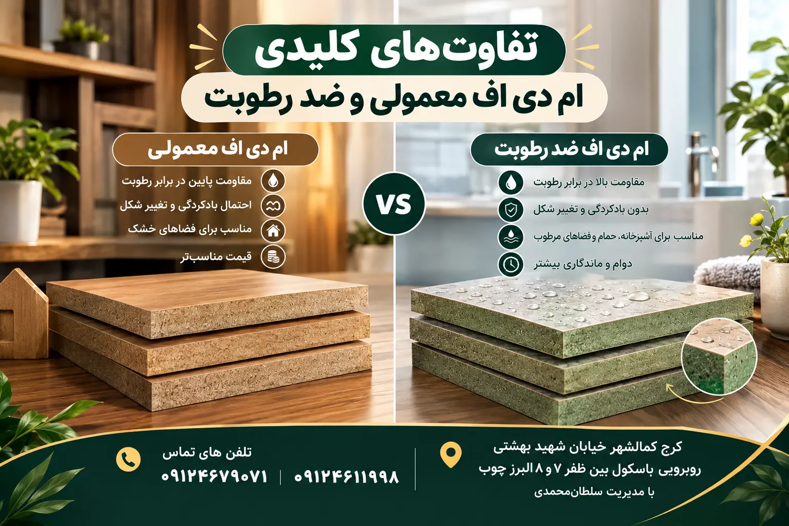 تفاوت MDF ضد آب و معمولی چیست