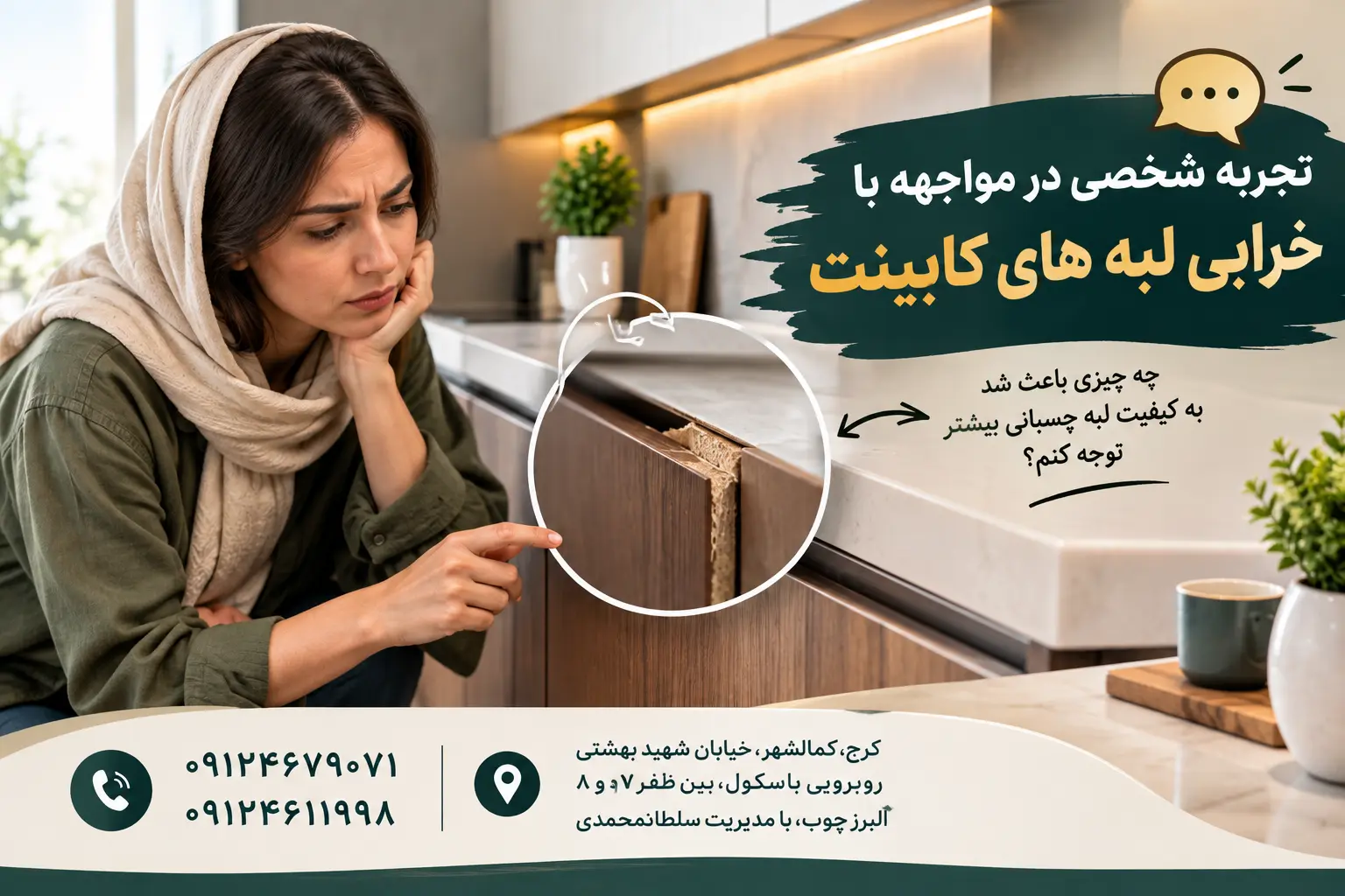 💬 تجربه شخصی در مواجهه با خرابی لبه های کابینت